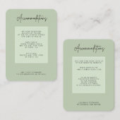 Carte D'accompagnement Green Sage Minimal Wedding Accommodation (Devant / Derrière)