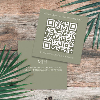 Carte D'accompagnement Green Sage Simple Wisteria QR Code Carré RSVP