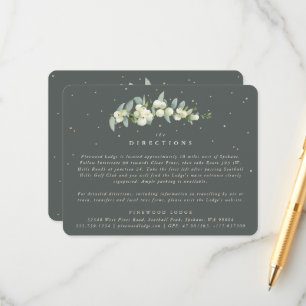 Carte D'accompagnement Green Snowberry+Eucalyptus Mariage Directions