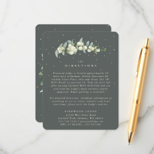 Carte D'accompagnement Green Snowberry+Eucalyptus Mariage Directions