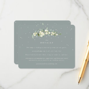 Carte D'accompagnement Green Snowberry+Eucalyptus Stem Détails du Mariage