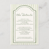 Carte D'accompagnement Green Striped Wedding Details (Devant)