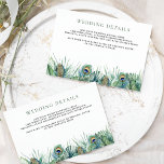 Carte D'accompagnement Green Tropical Indian Peacock Plumes Mariage<br><div class="desc">Elégantes cartes encastrées avec de belles plumes de paon et des feuilles monstères.</div>