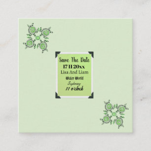 Carte D'accompagnement Green Turtle Dot Art Enregistrer La Date,