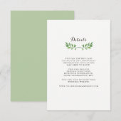 Carte D'accompagnement Green Watercolor Botanical Feuille Détails de l'in (Devant / Derrière)