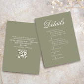 Carte D'accompagnement Green Wedding Timeline Details Simple RSVP