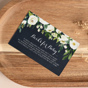 Carte D'accompagnement Green White Floral Blue Baby shower Demande de rés