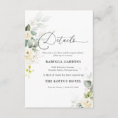 Carte D'accompagnement Green White Roses Détails du Mariage (Devant)