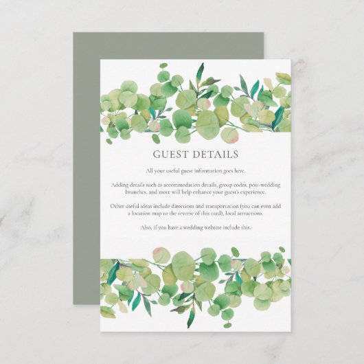 Carte D'accompagnement Greenery Eucalyptus Informations complémentaires (Devant / Derrière)
