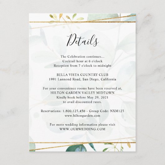 Carte D'accompagnement Greenery Eucalyptus Informations complémentaires (Devant)