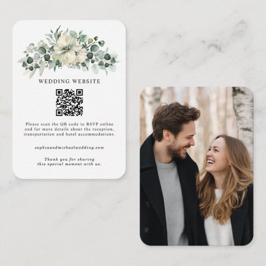 Carte D'accompagnement Greenery Eucalyptus Wedding (Devant / Derrière)
