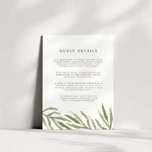 Carte D'accompagnement Greenery   Guest Details Enclosure Card