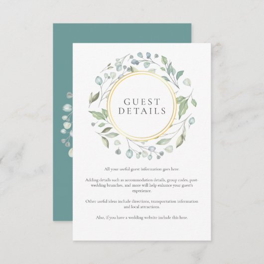 Carte D'accompagnement Greenery Laurel Garland Informations complémentair (Devant / Derrière)