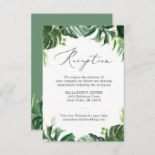 Carte D'accompagnement Greenery Palm Tropical Feuilles Réception de maria (Devant / Derrière)