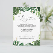 Carte D'accompagnement Greenery Palm Tropical Feuilles Réception de maria (Debout devant)