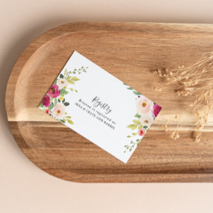 Carte D'accompagnement Greenery Pink Blush Floral Mariage Registre cadeau