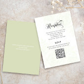 Carte D'accompagnement Greenery Script Wedding QR Code Reception Card