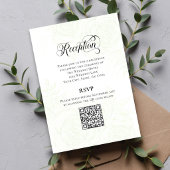 Carte D'accompagnement Greenery Script Wedding QR Code Reception Card