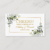 Carte D'accompagnement Greenery Wedding Reception Gold Drink Ticket Card (Devant)