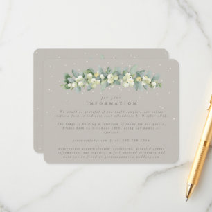 Carte D'accompagnement Greige Snowberry+Eucalyptus Garland Info Mariage
