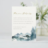 Carte D'accompagnement Grey Blush Green Blue Mountain Pine Mariage Détail (Debout devant)
