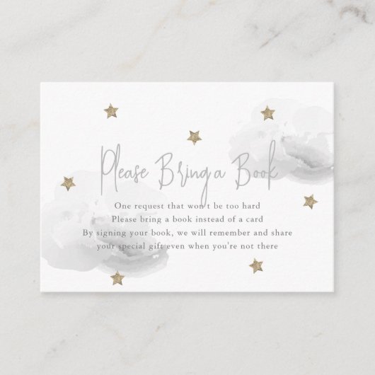 Carte D'accompagnement Grey Cloud & Star Baby shower S'il vous plaît appo (Devant)