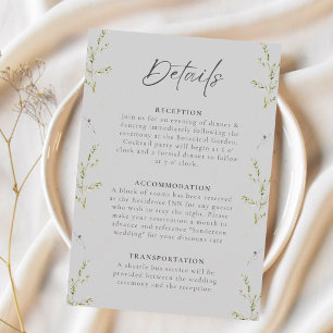 Carte D'accompagnement Grey Elegant Winter Fleur sauvage Mariage Détail