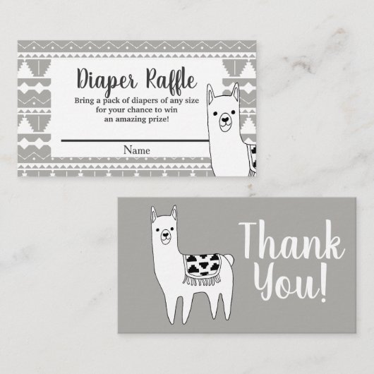 Carte D'accompagnement Gris Aztèque moderne & Llama blanc (Devant / Derrière)