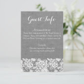 Carte D'accompagnement Gris Burlap and Lace Info Card - Mariage rustique (Debout devant)