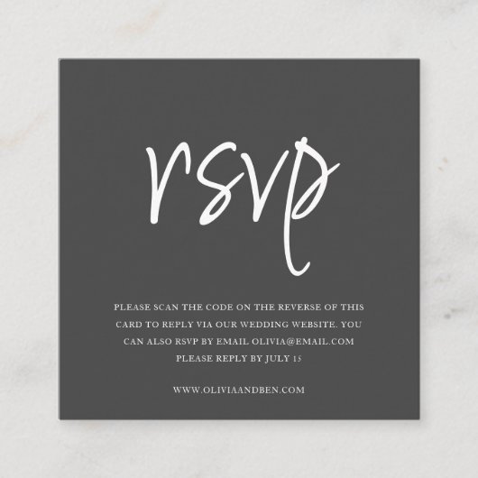 Carte D'accompagnement Gris | Code QR | Mariage RSVP (Devant)