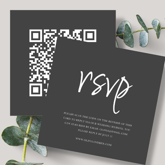 Carte D'accompagnement Gris | Code QR | Réponse au mariage