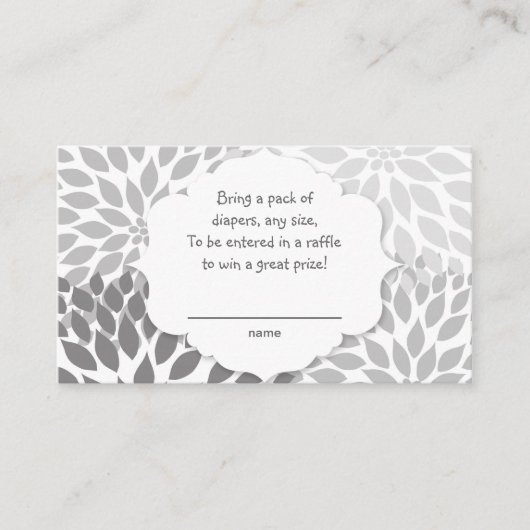 Carte D'accompagnement Gris Dahlia Diaper billet de tombola, U PERSONNALI (Devant)