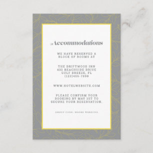 Carte D'accompagnement Gris et Jaune Hébergement Moderne Mariage Détail