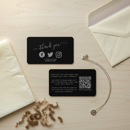 Carte D'accompagnement Gris icônes sociales QR code merci remise