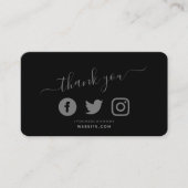 Carte D'accompagnement Gris icônes sociales QR code merci remise (Devant)