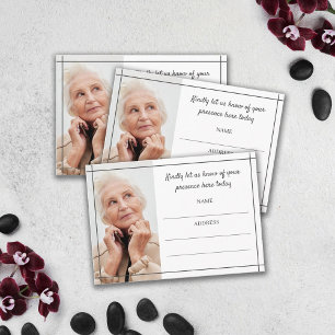 Carte D'accompagnement Gris Lines Photo Funérailles Participation