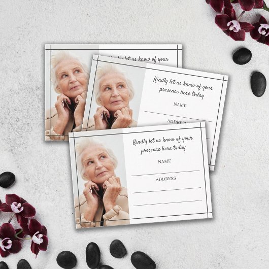 Carte D'accompagnement Gris Lines Photo Funérailles Participation