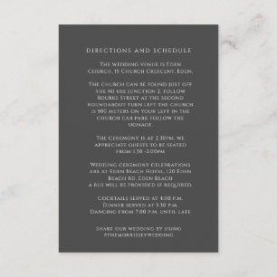 Carte D'accompagnement Gris monogramme feuille mariage directions