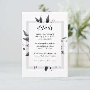 Carte D'accompagnement Gris rose moderne Cadre Floral Design Mariage