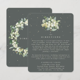 Carte D'accompagnement Gris Vert Snowberry+Bouquet Eucalyptus Directions