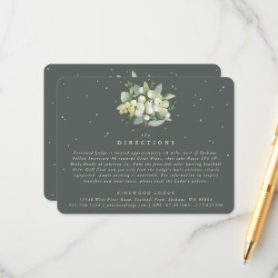 Carte D'accompagnement Gris Vert Snowberry+Bouquet Eucalyptus Directions