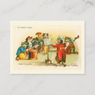 Carte D'accompagnement Groupe de chats de Noël musicaux victoriens Louis