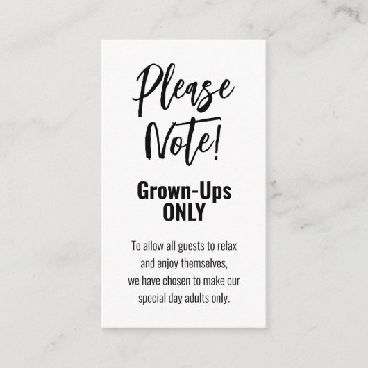 Carte D'accompagnement Grown-ups 💍 minimaliste Élégant (Devant)