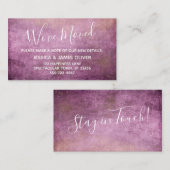 Carte D'accompagnement Grunge rose framboise "Nous avons bougé" (Devant / Derrière)