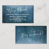 Carte D'accompagnement Grunge texturé bleu turquoise "Nous avons bougé (Devant / Derrière)