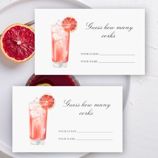 Carte D'accompagnement Guess how many corks - Cocktail bridal shower