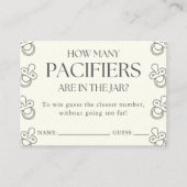 Carte D'accompagnement Guess How Many Pacifiers Baby Shower Game (Devant)