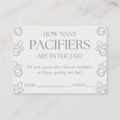 Carte D'accompagnement Guess How Many Pacifiers Sage Baby Shower Game (Devant)