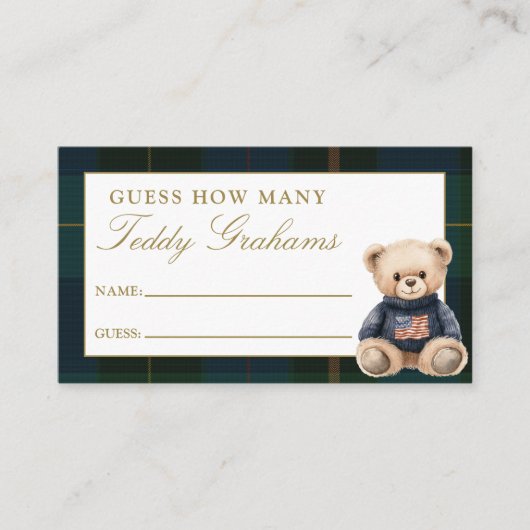 Carte D'accompagnement Guess How Many Teddy Grahams Baby Shower Game (Devant)