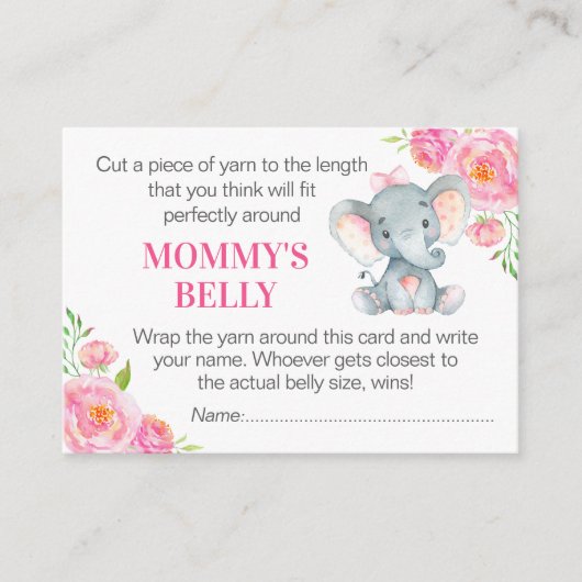 Carte D'accompagnement Guess Mommy's Belly Game Card Elephant Baby shower (Devant)